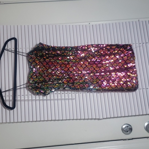 Topshop US 2 Multicolored Mirror Sequin Bodycon Cocktail Party Dress - Picture 6 of 11